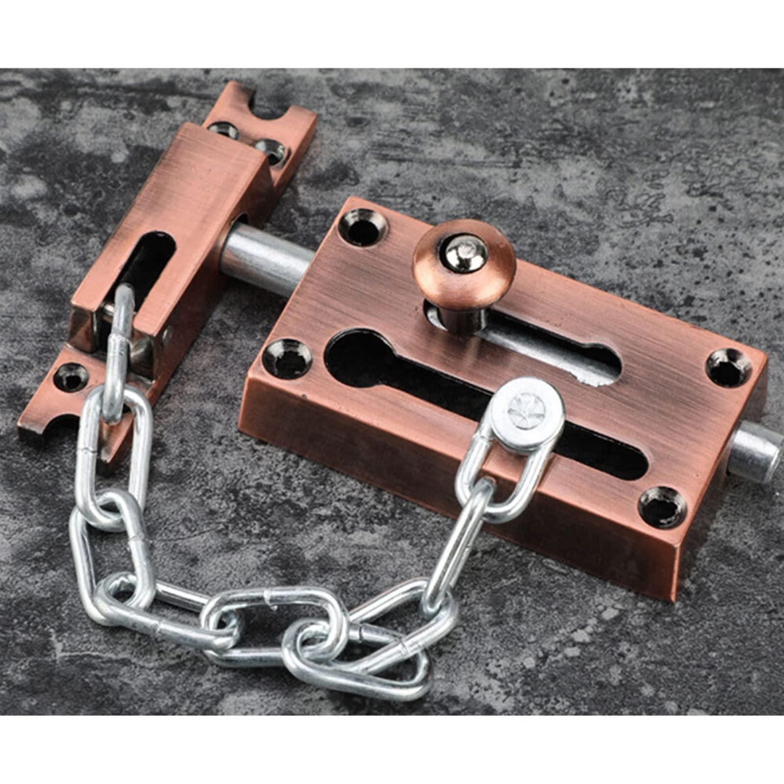 Cerradura de cadena para puerta de hotel, antirrobo, protector seguro de aleación Du pesada para el hogar y la ventana, color bronce rojo, hardware para mayor tranquilidad