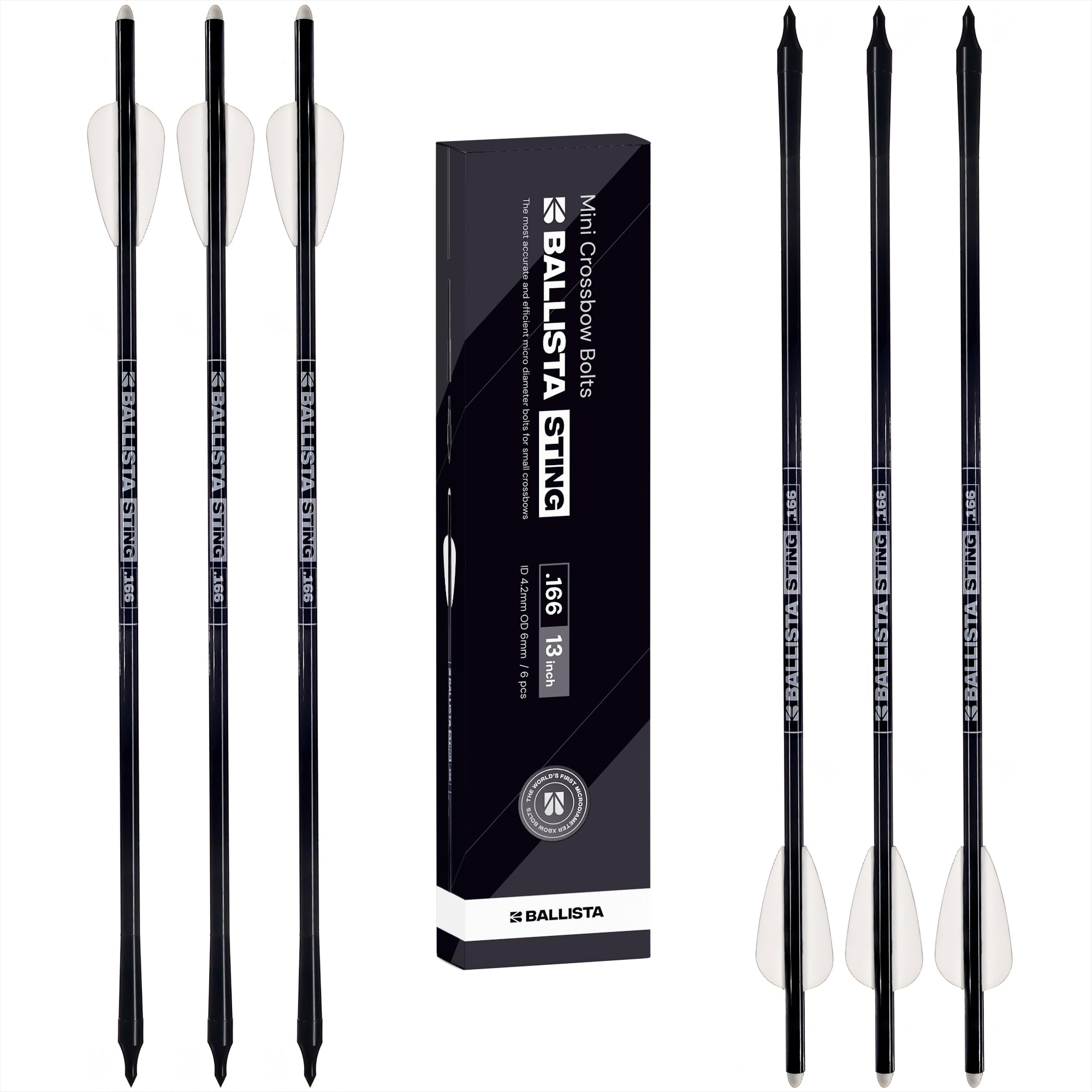 Sting Micro-Diameter Crossbow Bolts Carbon Arrows with Field Tips, Half-Moon Nocks, Penetrator Inserts for Hunting Broadheads OD 6.0mm