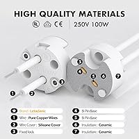 Vista 5 de Paquete de 10 enchufes de luz G4, casquillo MR16, adaptador de base de conector de alambre cerámico Letaclanic LED lámpara halógena, enchufe G4 MR16
