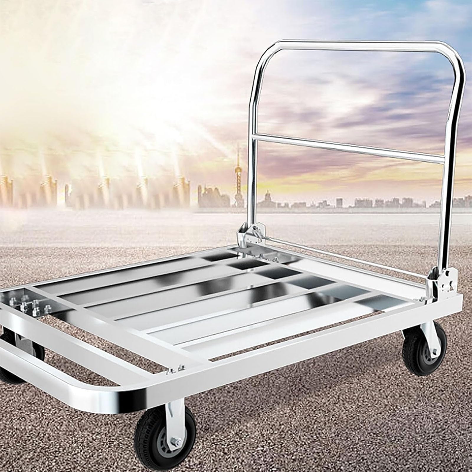 Carrello da Trasporto con Piattaforma Pieghevole Carrello a Mano Portatile con Ruote Ammortizzate Carrello Industriale Robusto per riporre Facilmente i Bagagli Durante Lo Spostamento(60X40cm)