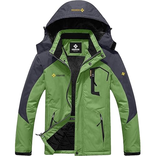 GEMYSE Men's Mountain Waterproof Ski Snow Jacket Winter Windproof Rain Jacket