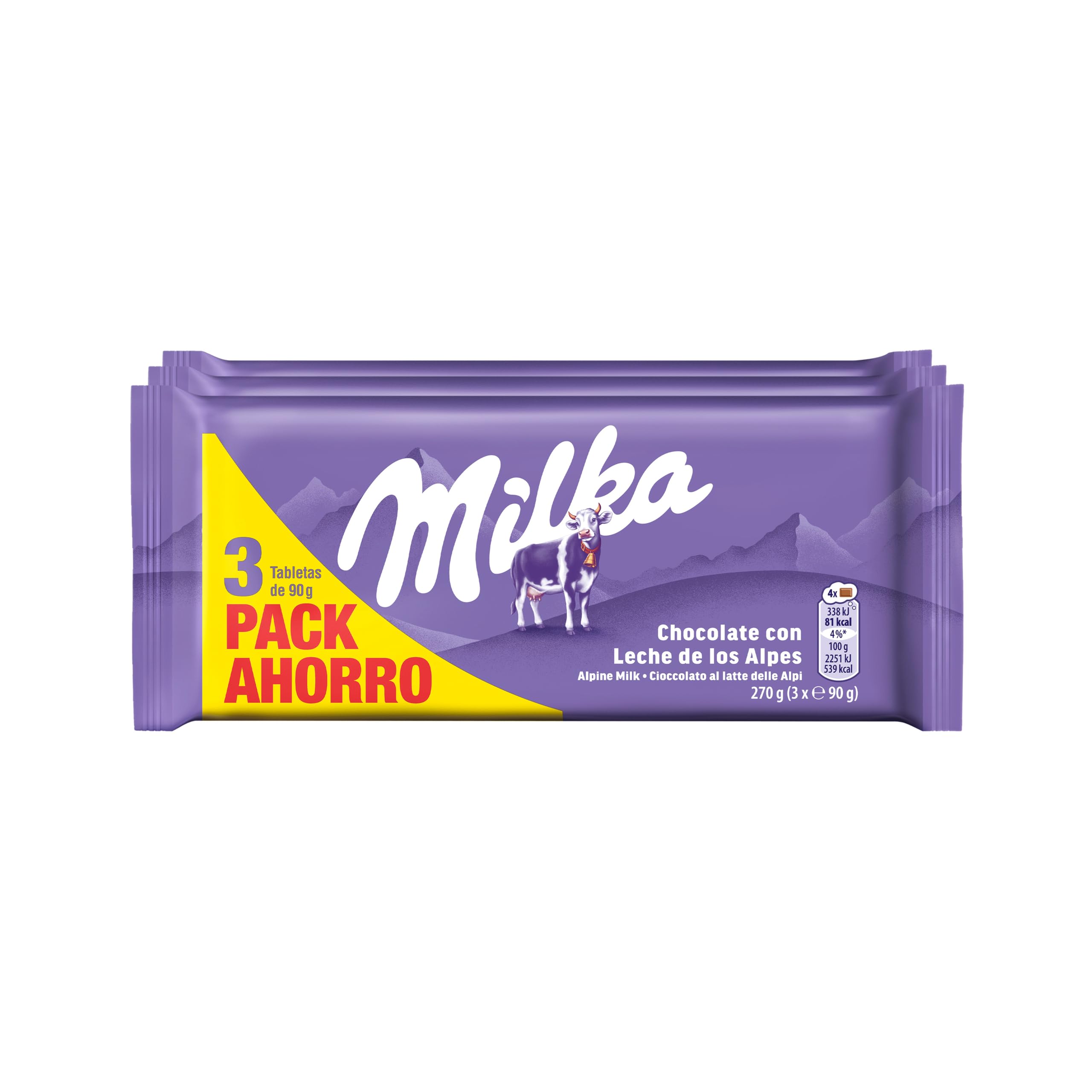 Deléitate: Milka Chocolate de los Alpes, Pack 3 Tabletas