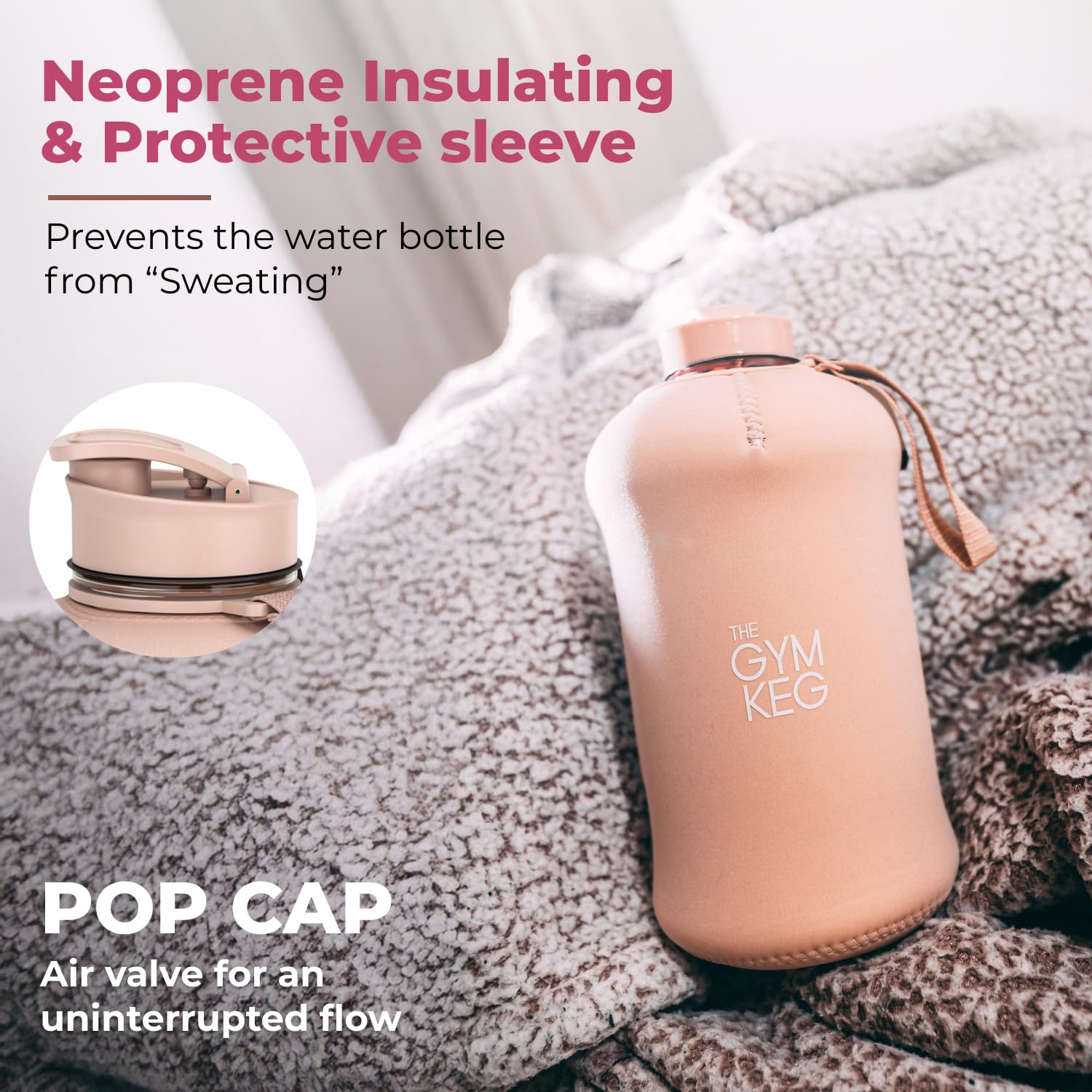 The Gym Keg Borraccia Palestra 2.2L con Custodia e Manico Bottiglia Acqua Borraccia Sportiva Riutilizzabile Fitness Workout Yoga Ecologica Senza BPA