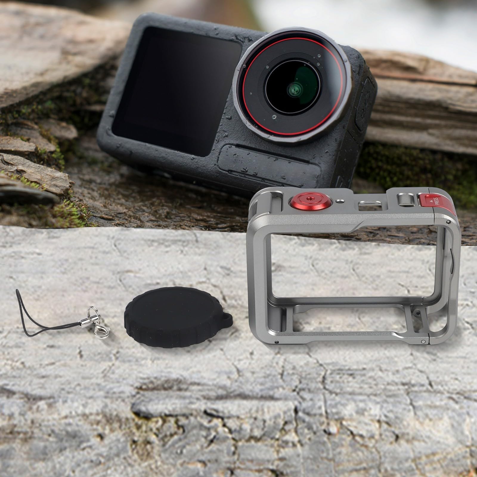 Aluminiowa klatka do DJI do osmo Action 6, metalowa rama ochronna z podwójnym otwieraniem, lekka obudowa z ochroną obiektywu do zdjęć na świeżym powietrzu, czarna