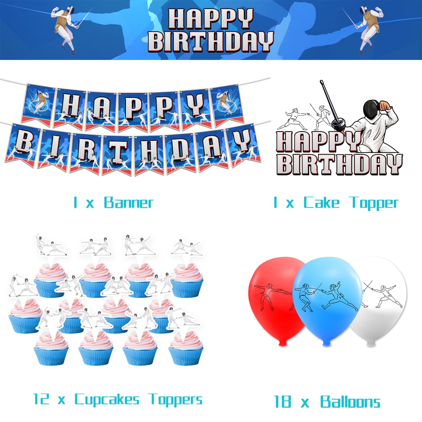 Decorazione per feste di compleanno robot Include striscioni Happy Birthday, topper per torte, cupcake toppers e palloncini, accessori per ragazzi e ragazze