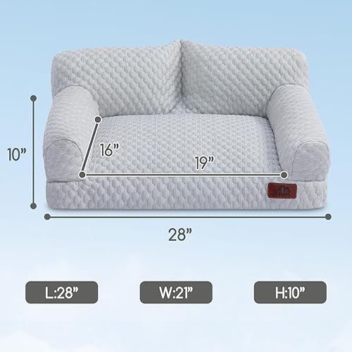Miniatura 3 de Hollypet Sofá cama refrescante para perros y gatos, sofá cama suave y calmante para gatos y perros medianos y pequeños, gris, 24 x 18 x 10 pulgadas