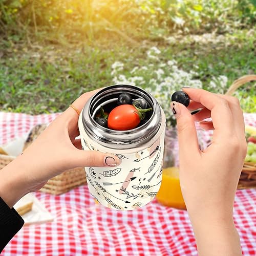 Miniatura 5 de Boho Ethnic Magic Esoteric Tribal Kids Womens Insulated Food Jar Containers with Spoon 17oz500ml Containers For Hot Food Stainless Steel Vacuum Wide