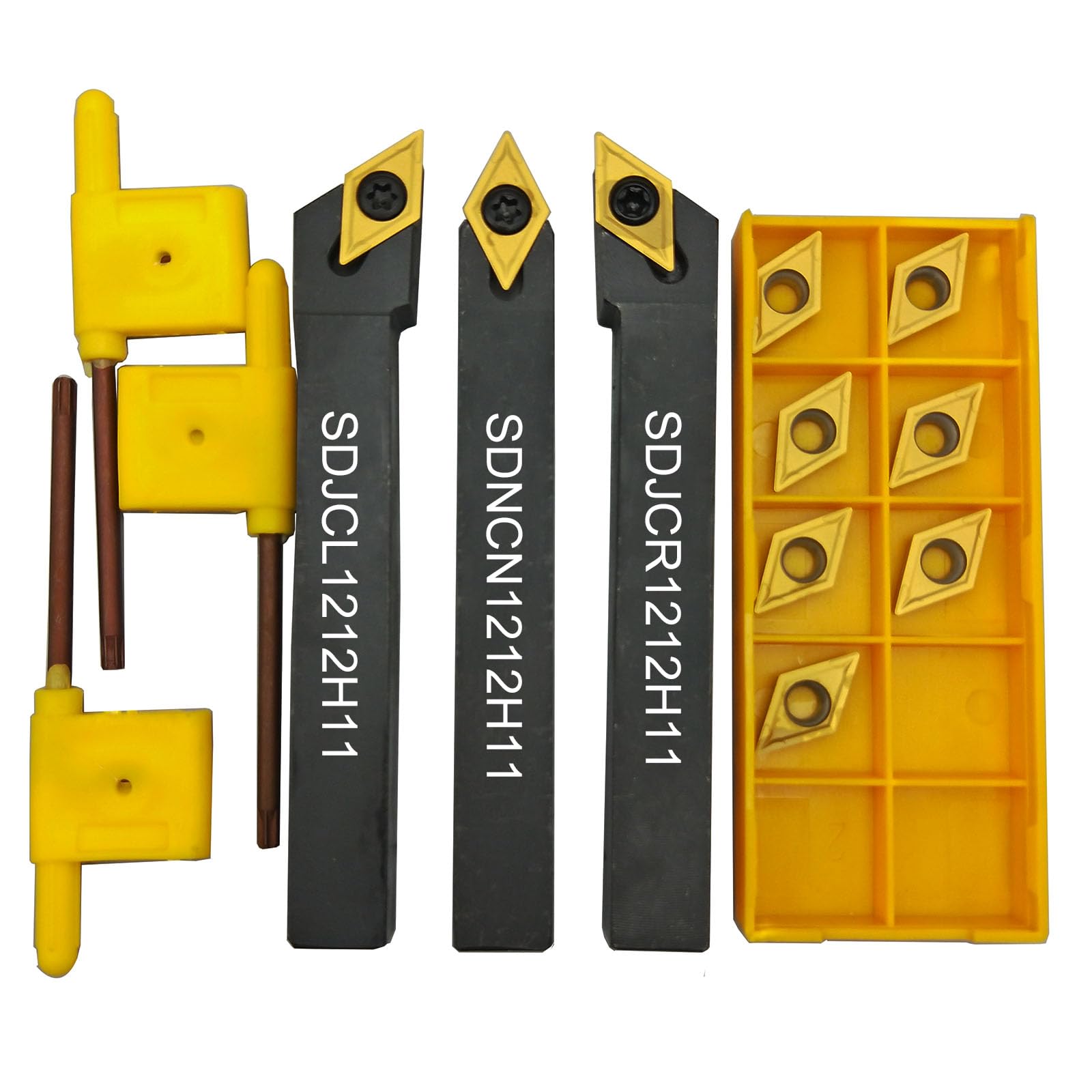 Scalpello da 1/2" SDJCR SDNCN SDJCL1212H11 supporto per tornio CNC + DCMT11 | Tornio in acciaio 12 x 12 CNC, tornio in metallo duro DCMT11T304 / DCMT32.51, tornio indexabile in metallo duro