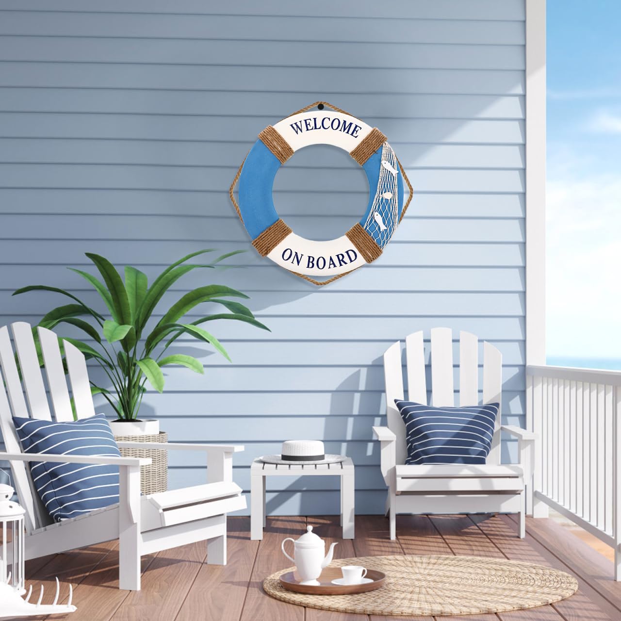MAGICLULU 1 Stück 50 cm Simulation Schaum Rettungsring Anhänger Kreative Bunte Rettungsring Wanddekoration Nautischen Lebensring Wanddekor Für Restaurant Bar Home (Blauer Fisch)