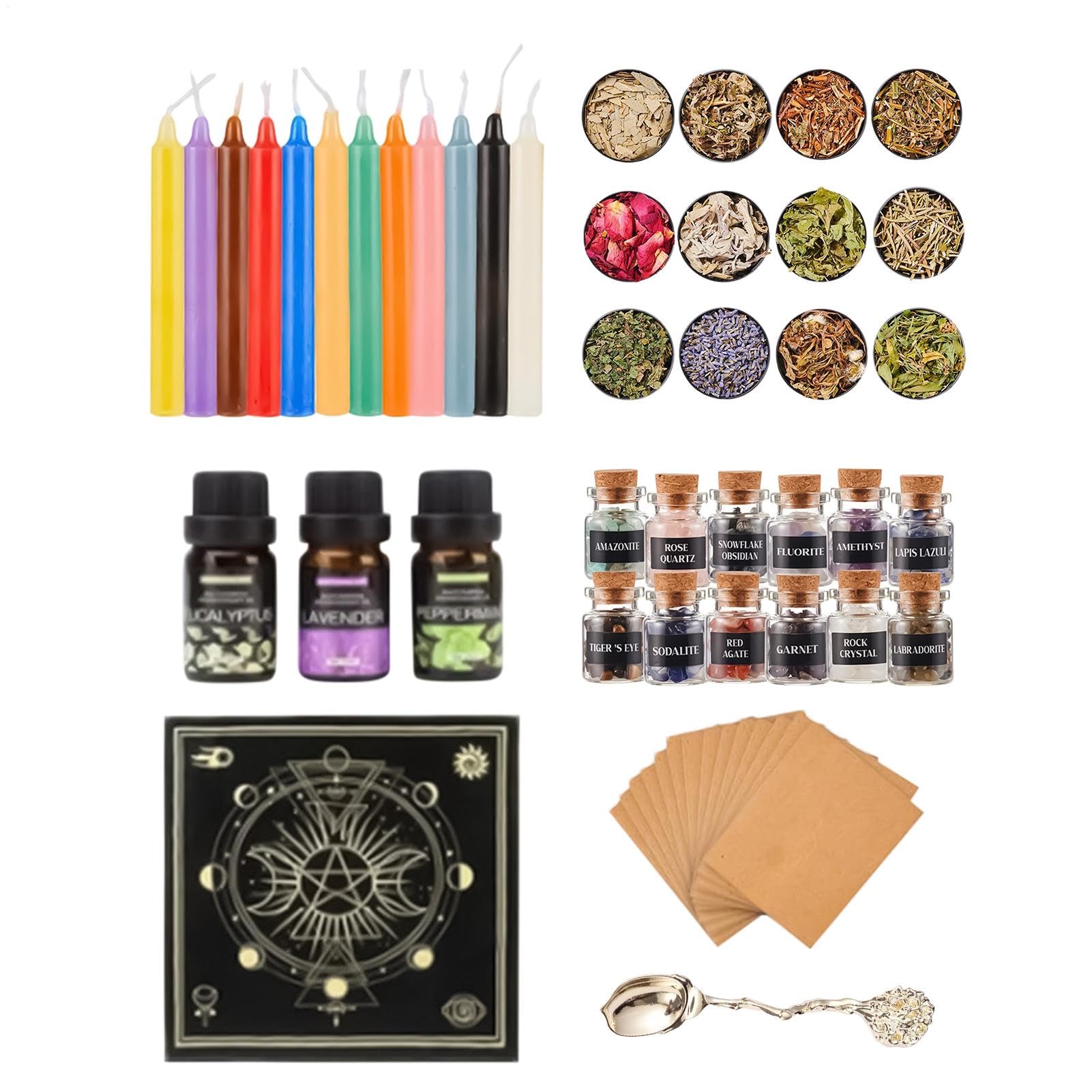 Wiccan Altar Supplies - Complete Witch Supplies Kit, Easy Guide for witchcrft | Perfect Altar Tools for Family, Friends, and Colleagues, Comprehensive Kit for Spiritual Practice and Rituals