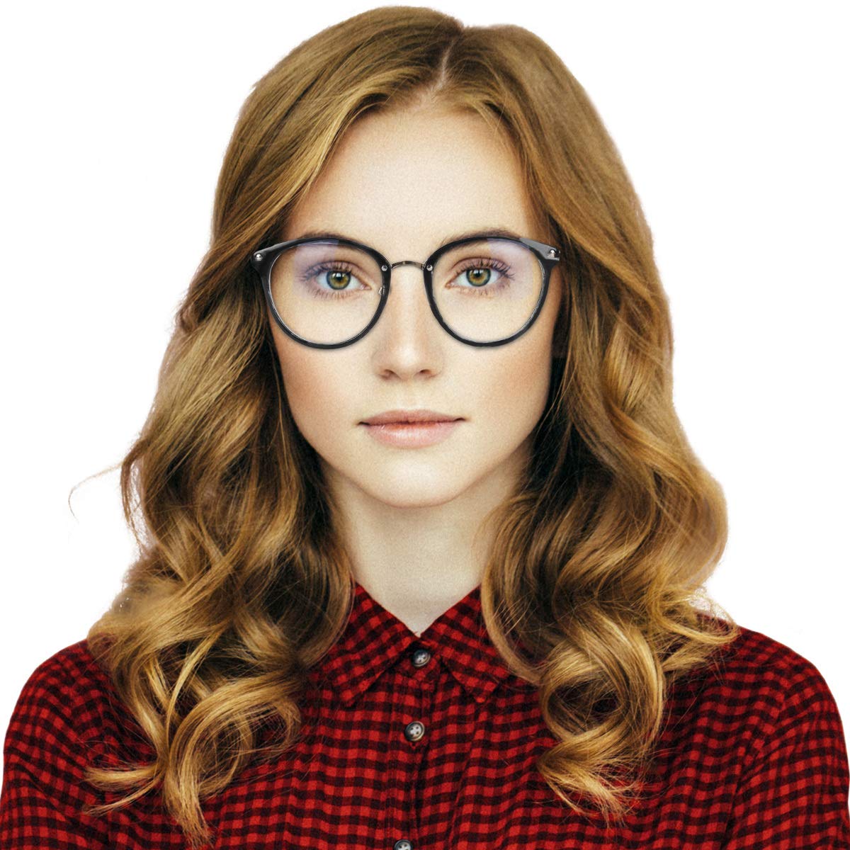 Navaris Okulary Retro Bez Recepty - Damskie/Męskie Vintage 50/Nerd/Komputerowe - Z Metalowymi Wspornikami