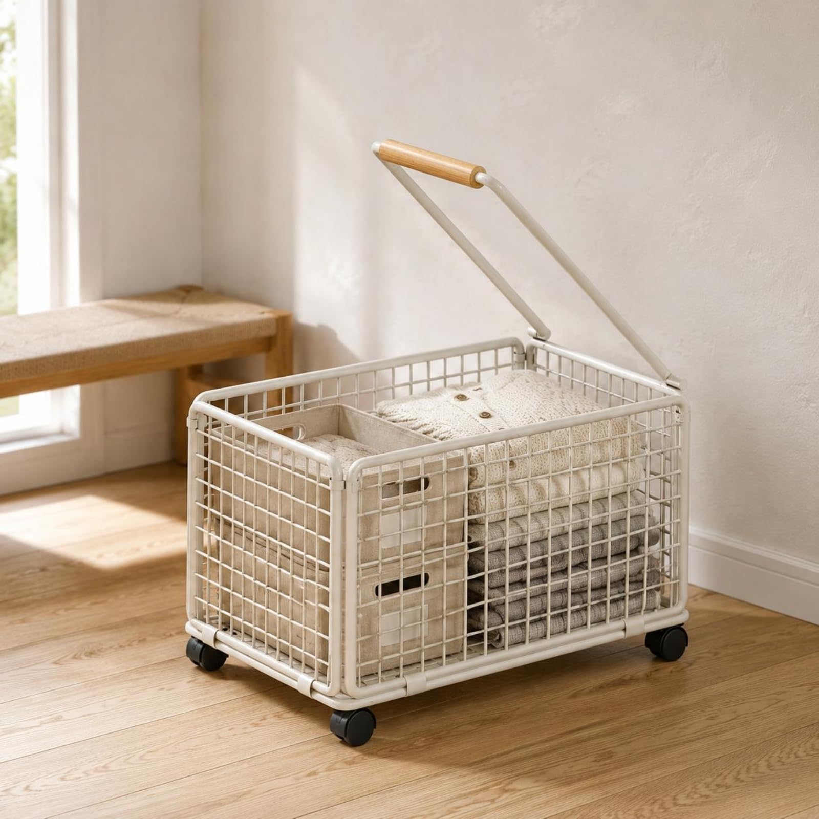 Carro Plegable de Carga Mango Ajustable Carrito Plegable con Ruedas Compacto Carro Portátil de Equipaje para Reparto, Color to 2, Mediano con Barra De Tracción Mejorada