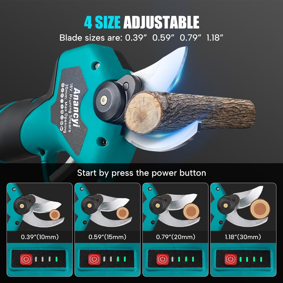 ANANCYI Elektrische Gartenschere Drahtlose 18V Schnittmaschine 30mm Zum Beschneiden Von Bäumen und Sträuchern Sowie Obstbäumen, For Makita BL-Batterie