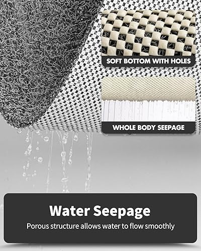 Miniatura 10 de Tapete antideslizante para bañera, 16 x 24 pulgadas, tapetes de ducha para bañera, tapetes de baño de lufa de PVC para áreas húmedas, secado rápido