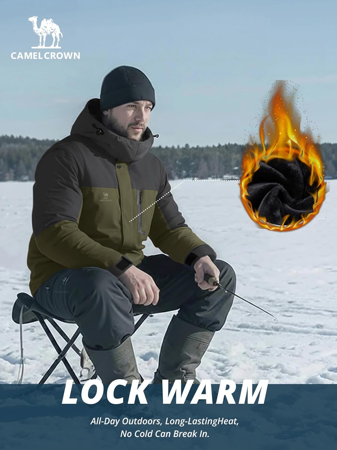 CAMEL CROWN Men's Winter Ski Jacket Mountain Snow Coats Waterproof Detachable Hood Windproof Fleece Rain Jackets - Image 4