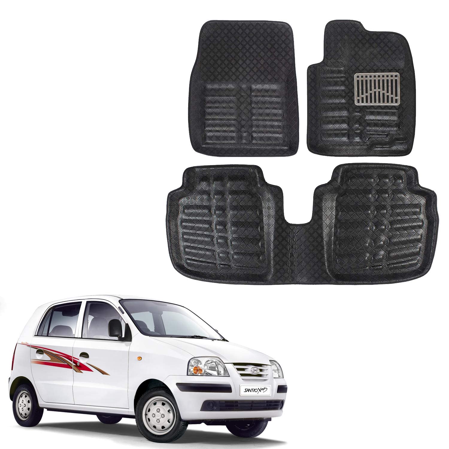 Oshotto 4D Artificial Leather Car Floor Mats Compatible with Hyundai