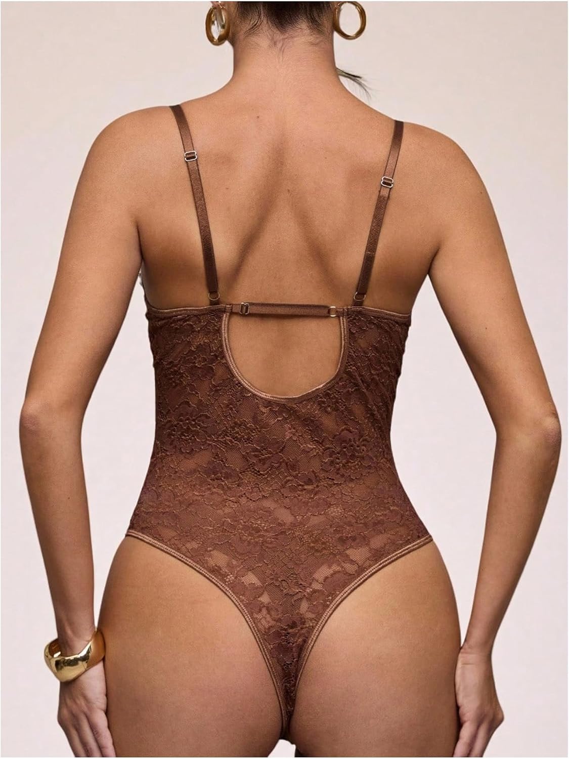 WDIRARA Women's Lace Corset Cami Bodysuit Sexy Low Cut Leotard Bustier Bodysuit - Image 2