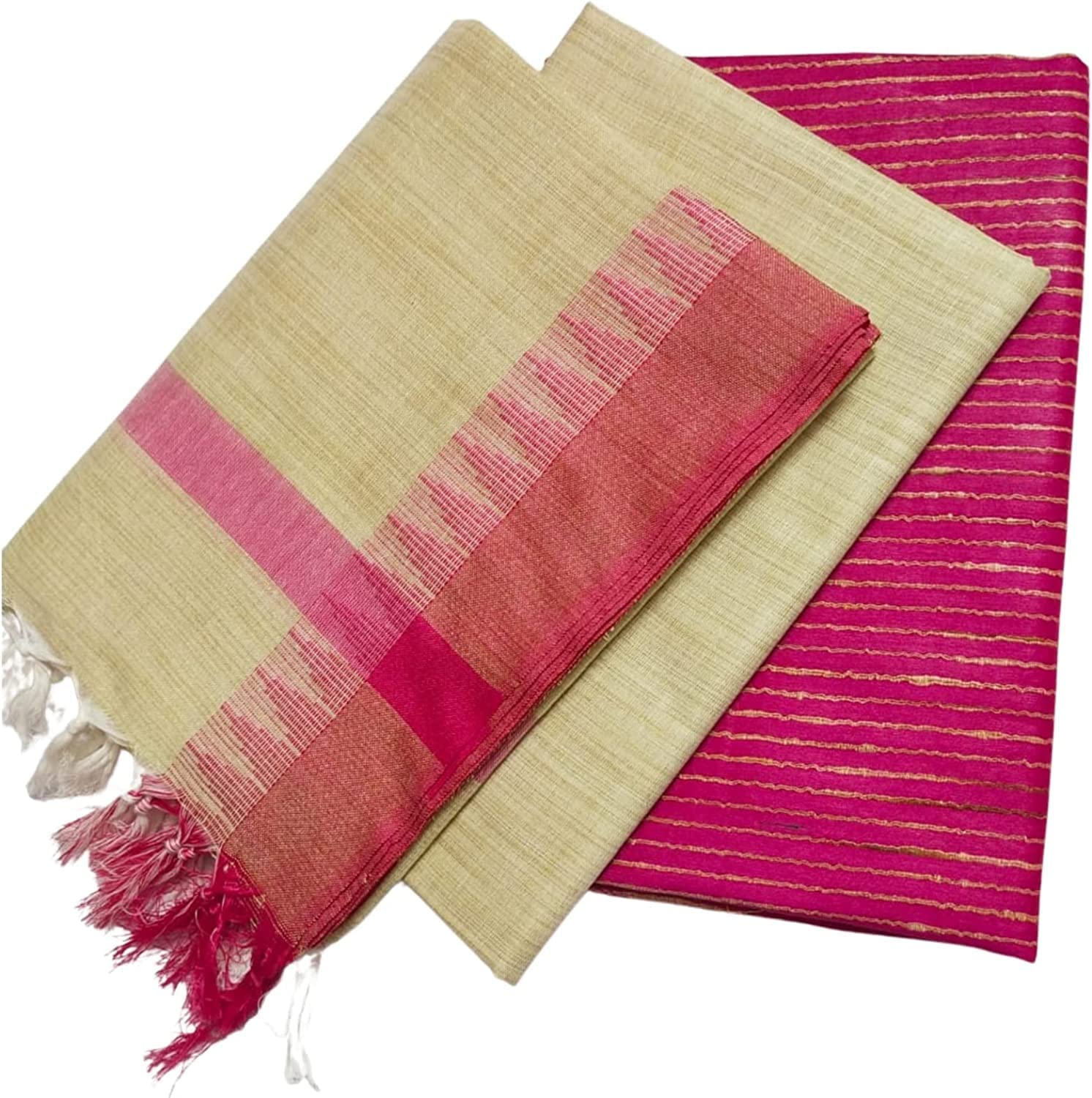 OmenSilks Bhagalpuri Handloom Cotton Salwar Suit Unstiched Dress Materials ! Top, Bottom and Dupatta