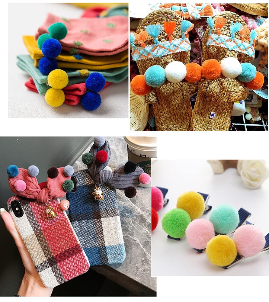 Duories 135 kleurrijke pompons om te knutselen, 10-30 mm, mini-pompons ballen, kleine pompons ballen, pluizige kleurrijke pompons, decoratieve
