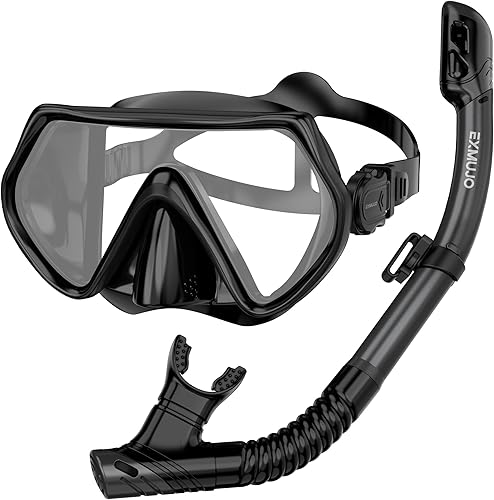 Equipo de esnórquel para adultos, juego de esnórquel máscara de buceo, equipo de buceo, gafas de natación con cubierta nasal y parte superior seca,