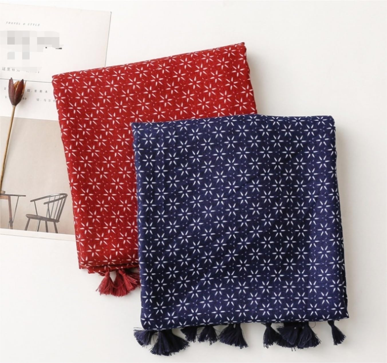 Szalik Lekki Boho Szalik Z Frędzlami Vintage Szal Podróżny Dla Kobiet Rób Zdjęcia Przez Cały Sezon Szal Miękkie