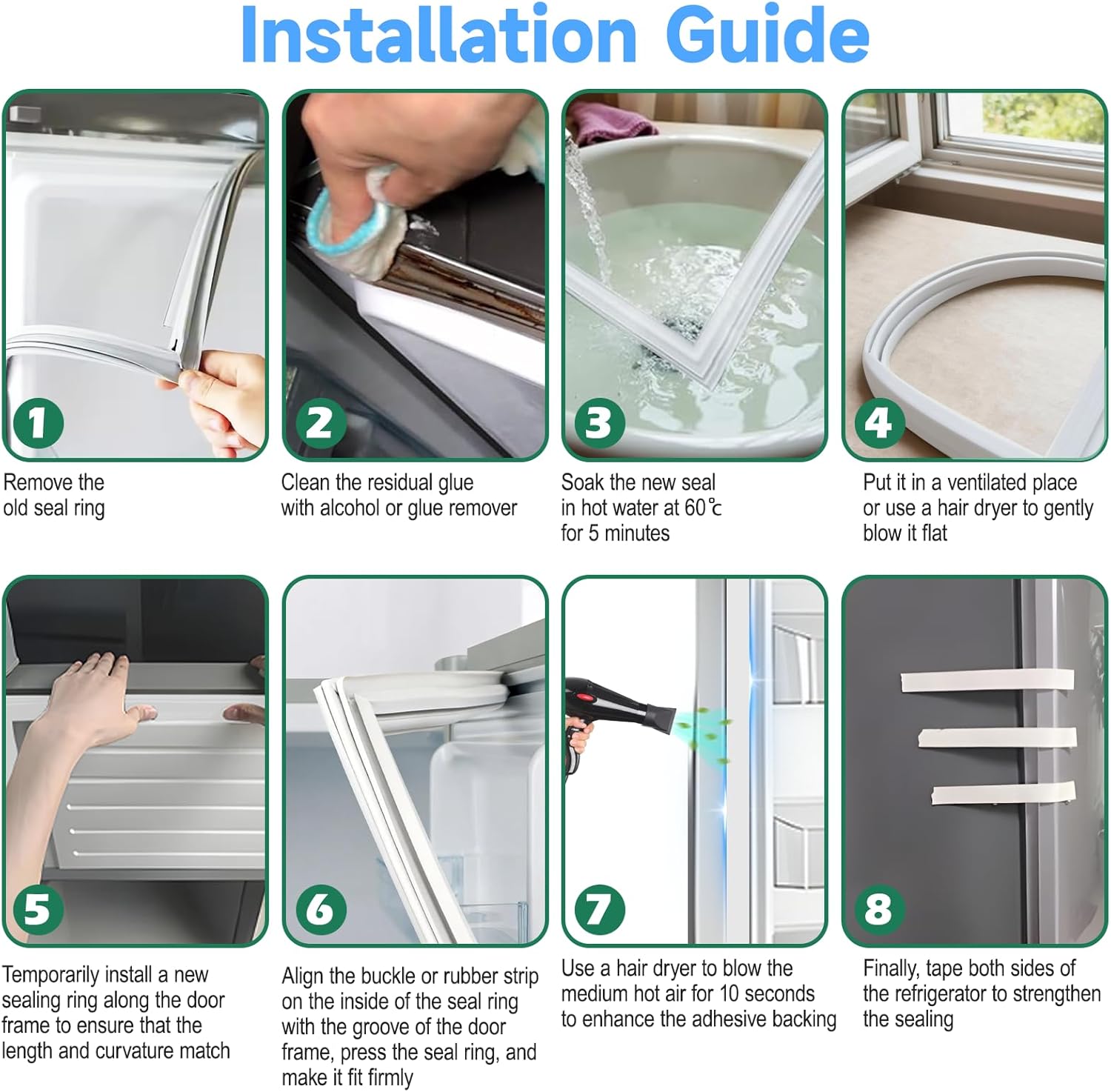 UPGRADED 2159073 Refrigerator Door Gasket Replacement Compatible with Whirlpool Refrigerator Door Seal, Replaces Part Number W10912372 443018 2177288 2181887 2196239 Kenmore Freezer Door Gasket