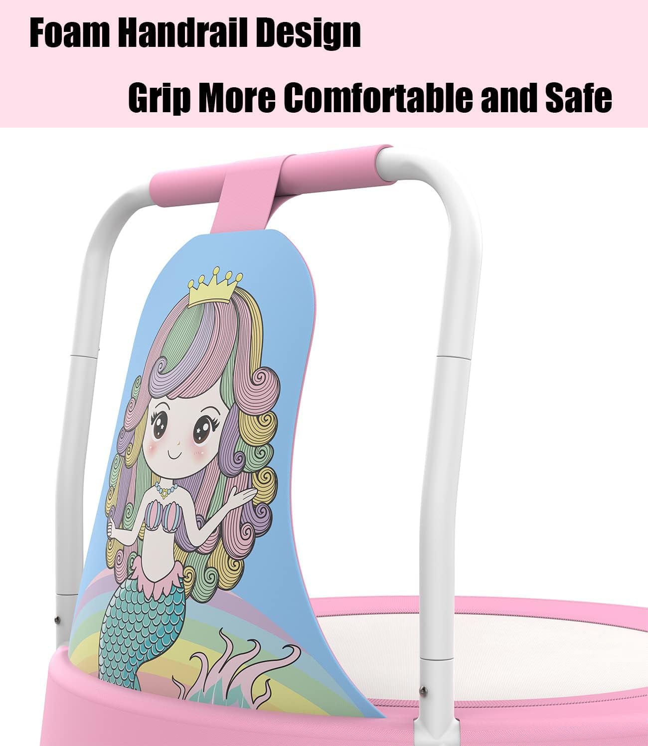 Mini trampoline d'intérieur et d'extérieur, trampoline pour enfants avec poignées, convient comme cadeau d'anniversaire ou cadeau festif pour garçons et filles, rose