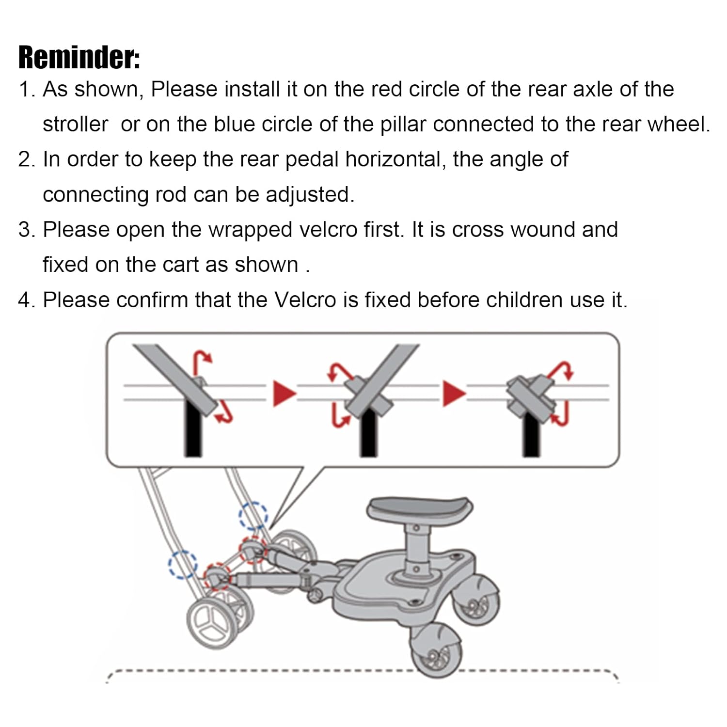 Universal Stroller Board, 2-in-1 Sitting Standing Stroller Rider Board with Detachable Seat Pram Pedal Adapter for Most Strollers, Holds Children Up to 55Lbs 3-7 Years
