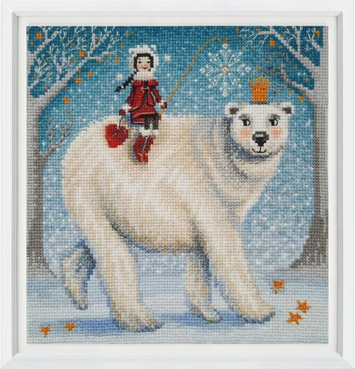RTO Cross Stitch Kit How to Catch a Snowflake Counted Pattern 20 x 20 cm, Normal, White, M1006