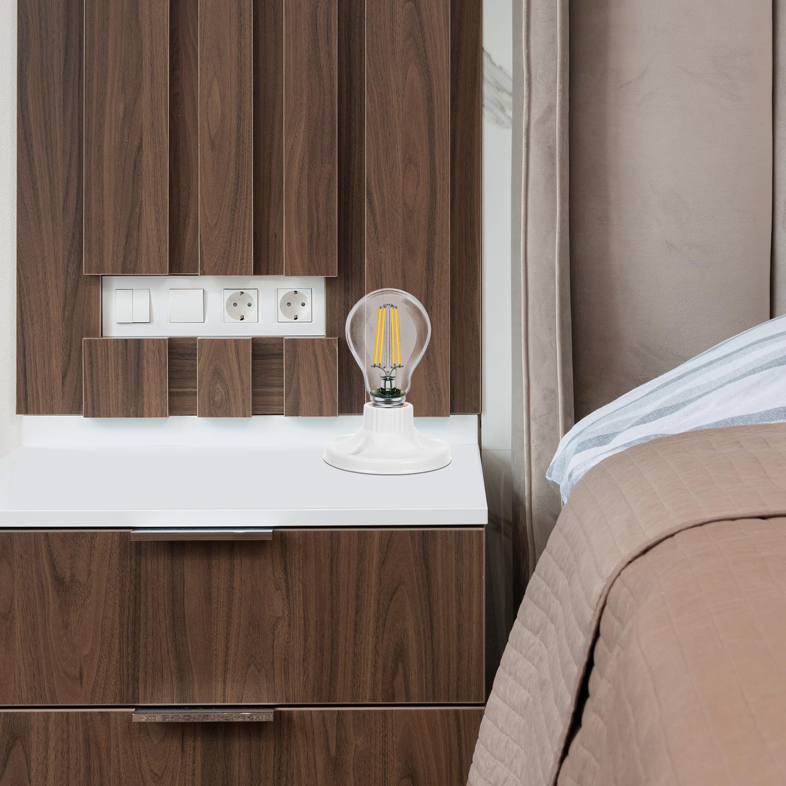 CALLARON 24 Pezzi Portalampada E27 Bianco a Vite per Sostituzione Lampada | Pp Rame e Bakelite, Installazione Semplice, Uso Commerciale e Apparecchi Decorativi