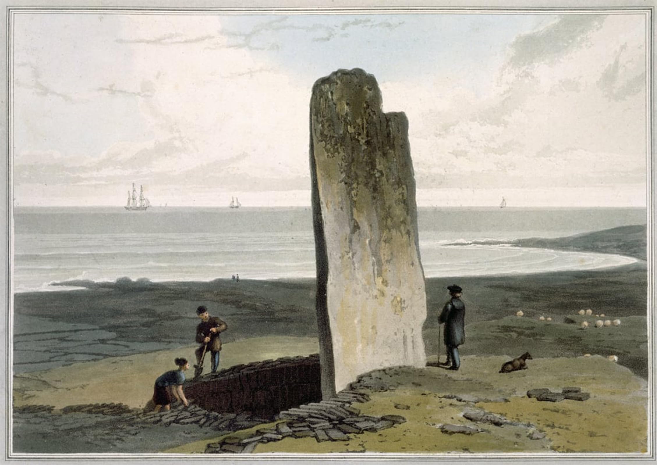 ARTXLXXBN Famous Painting Canvas Artwork Graffiti Print Druidical Stone At Strather Near Barvas by William Daniell Portrait Canvas Image for Home Decor 60x90cm