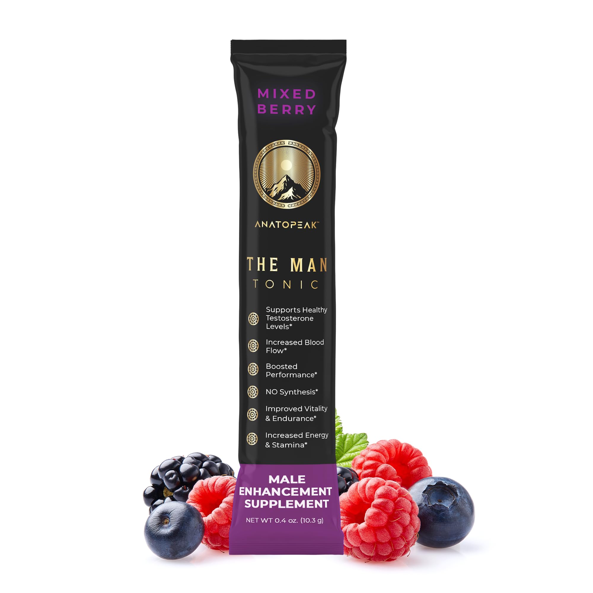 Male Enhancing Supplement Powder - Tongkat Ali, Maca Root, L-Citrulline, L-Arginine, Horny Goat Weed - with Nitrosigine, Nitric Oxide Supplements for Men - 1 Stick Pack, 0.4g (Mixed Berry) Mixed Berry 0.36 Ounce (Pack of 1)