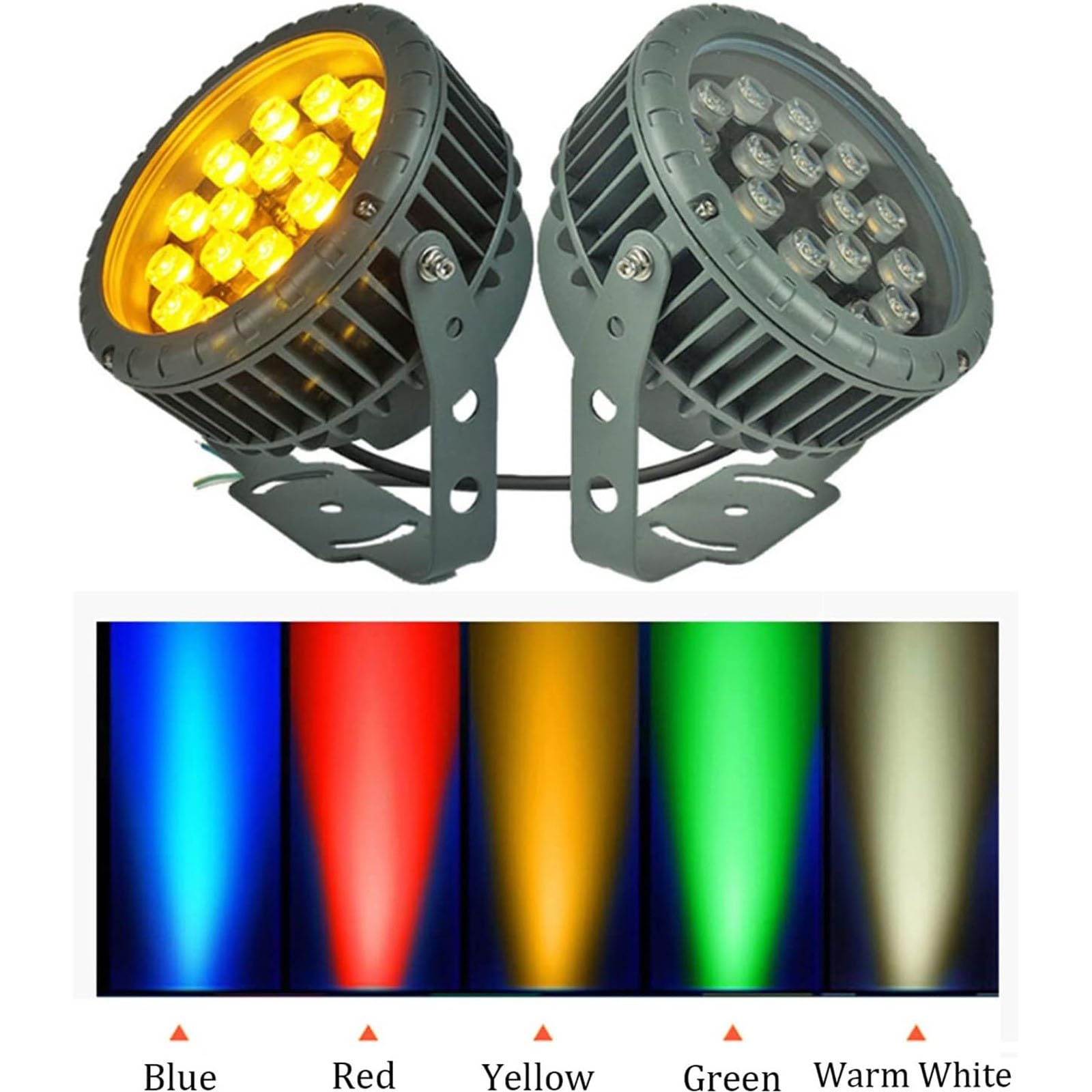 THEGA Reflector LED - Foco LED Exteriores - Luces Paisaje Giratorias Redondas, Luces Paisaje Suelo, Luz Árbol Jardín IP65 Impermeable AC85-265V, para Patio, Camino, Césped(Yellow,36W(AC85-265V))