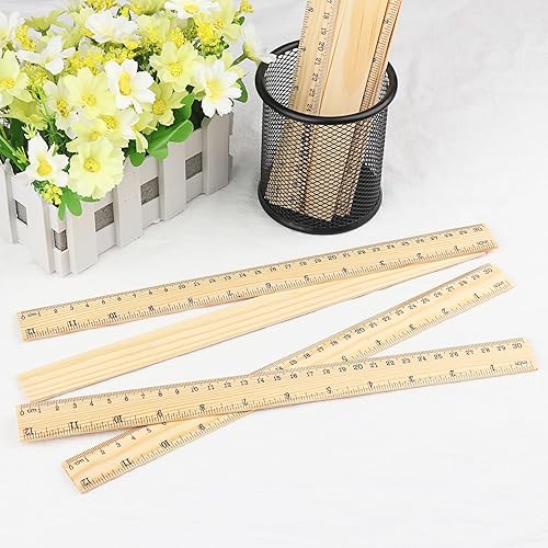 Miniatura 4 de 144 paquetes de reglas de madera, regla escolar de madera de doble cara de 12 pulgadas para el hogar, estudiantes, uso de oficina, 2 escalas, por,