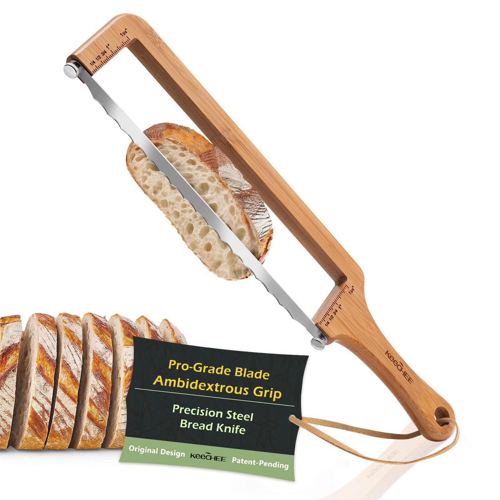 sourdough bread knife  extra large bread slicer for homemade bread with thickness guide amp stainless steel blade even slice cutter for baguettes bagels gift for bread lovers