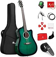 Vista 1 de Vangoa Paquete de guitarra electroacústica para principiantes adolescentes y adultos, kit de iniciación con guitarra de tamaño completo con corte