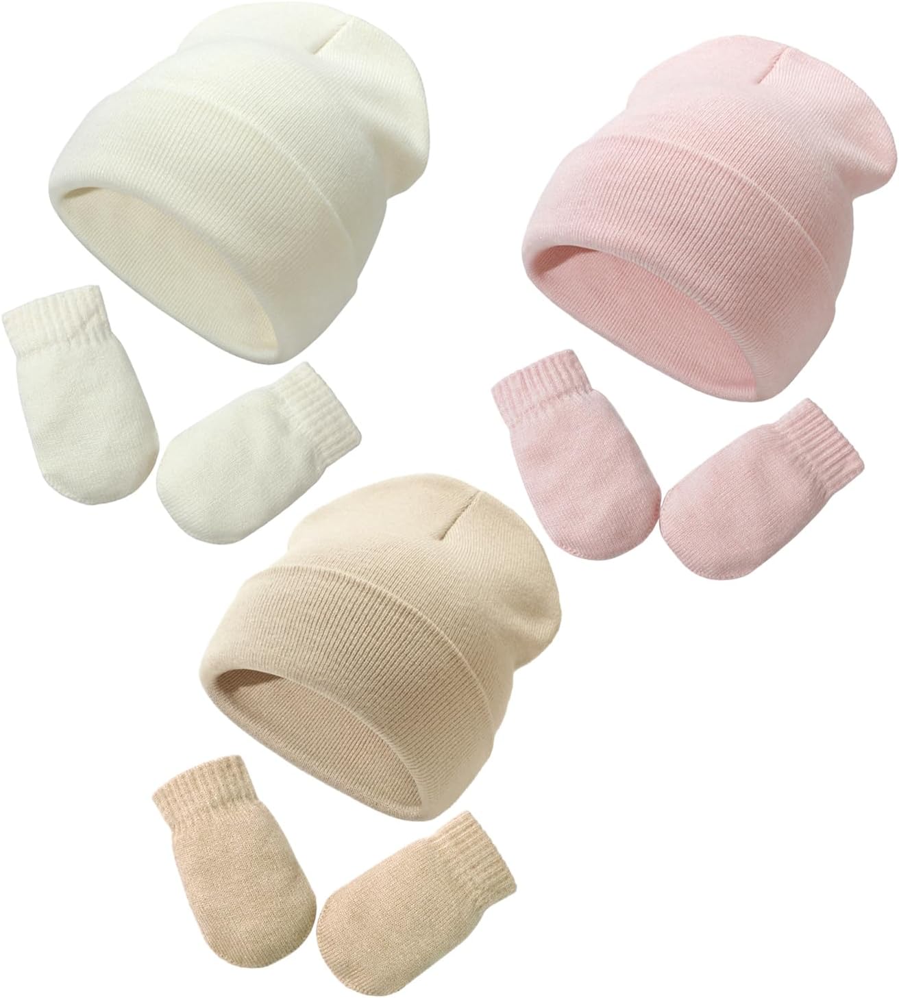 Baby Beanie Hat Gloves Set, Kids Winter Warm Knit Hat with glvoes,Toddler Soft Beanie for Little Boys Little Girls Children