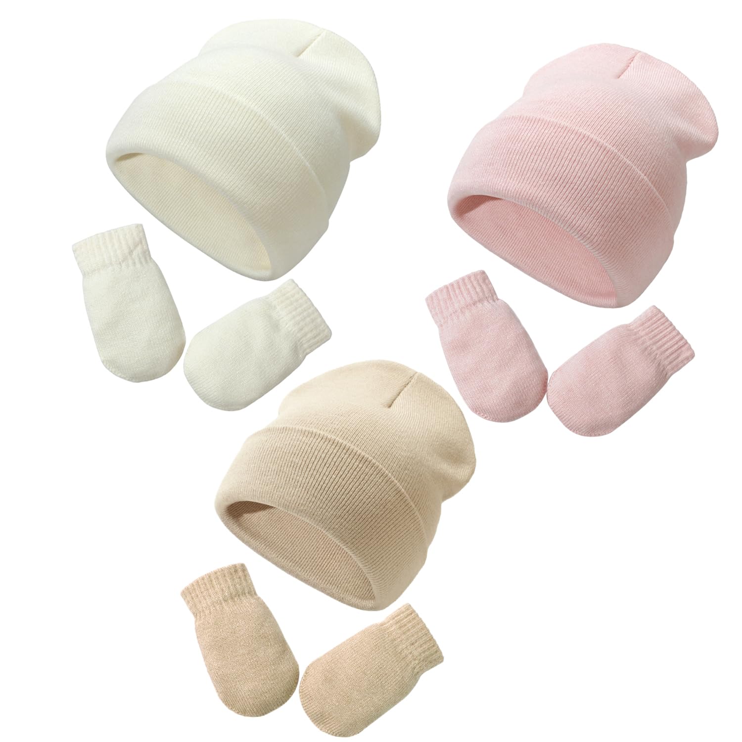 Baby Beanie Hat Gloves Set, Kids Winter Warm Knit Hat with glvoes,Toddler Soft Beanie for Little Boys Little Girls Children