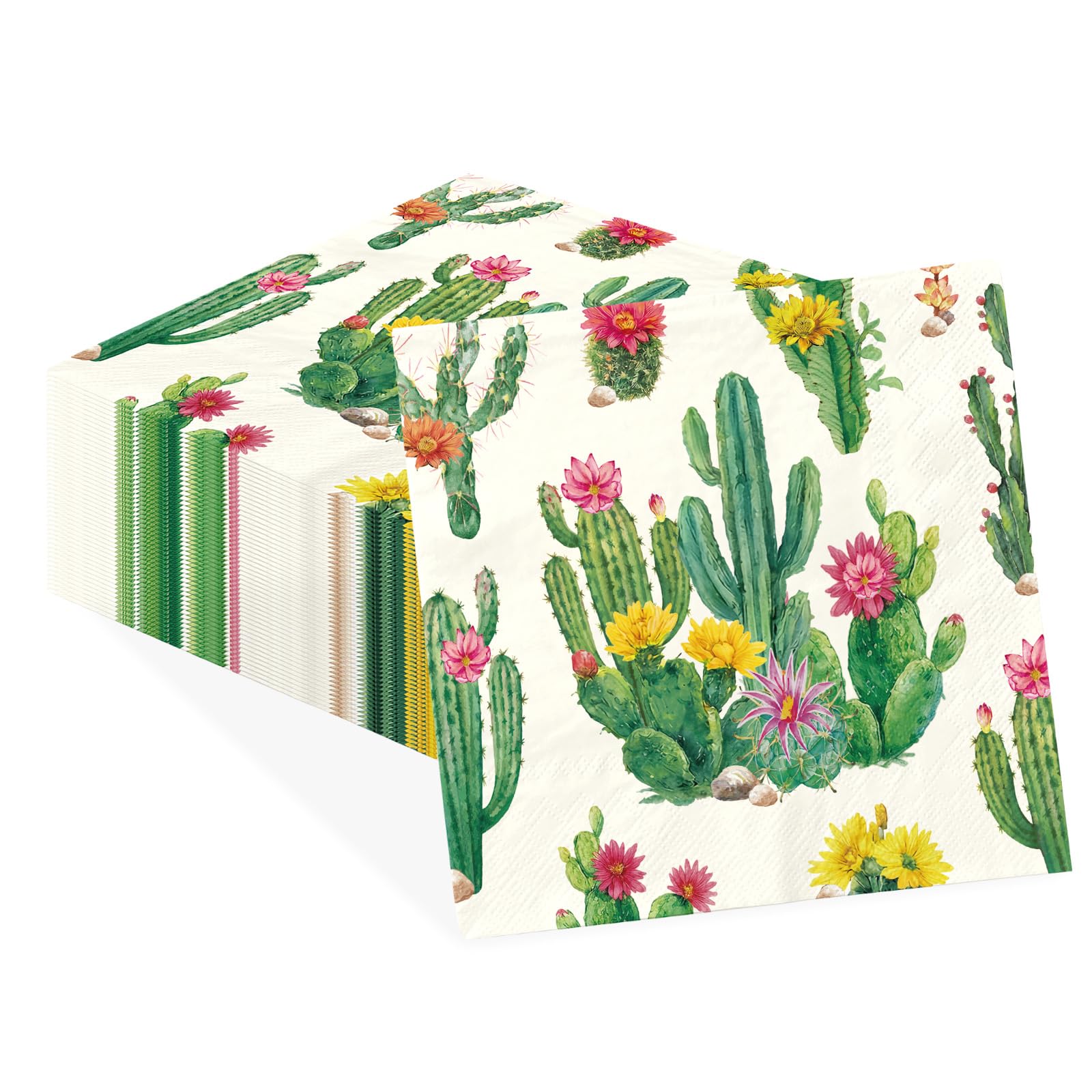 50Pcs Cactus Mexican Fiesta Party Cocktail Napkins 3 Ply 5"x 5"
