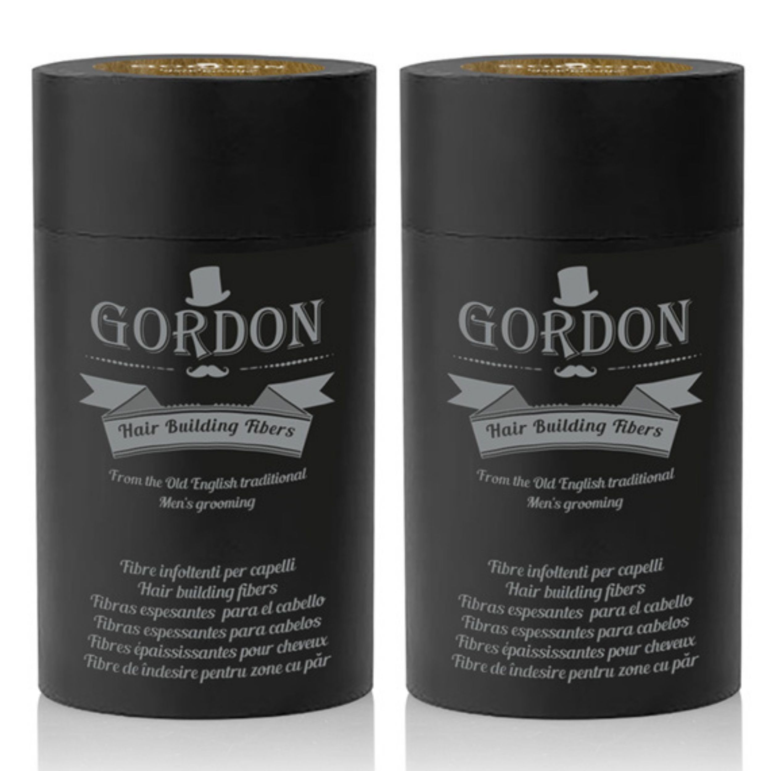 Fibre per capelli Gordon Set 2 Confezioni da 22 Grammi, copertura istantanea per il diradamento. (2 x Castano Scuro Senza Applicatore)