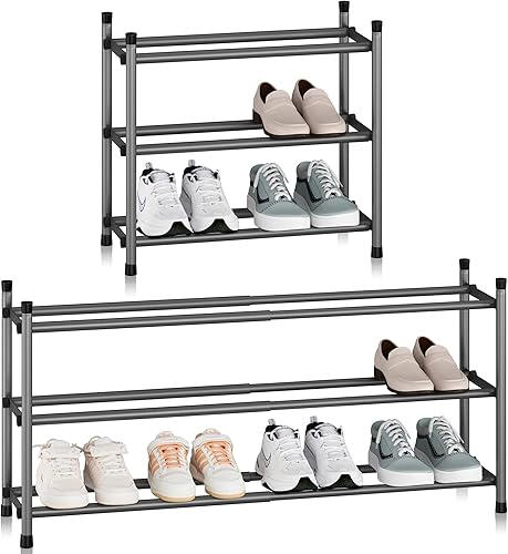 STORAGE MANIAC Zapatero expandible, zapatero apilable para armario, organizador de zapatos pequeño para entrada, zapatero ajustable para garaje,