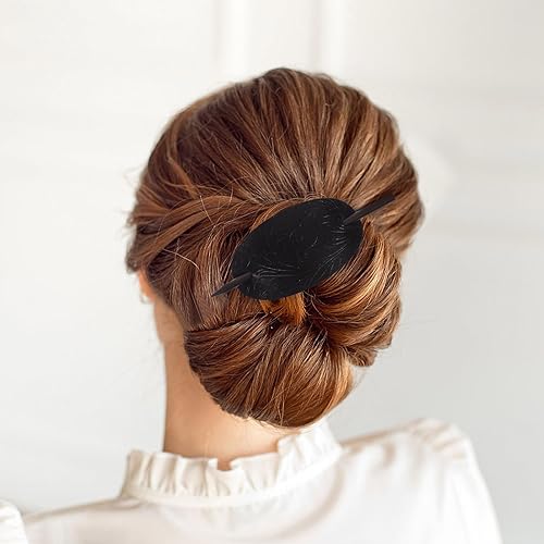 Miniatura 6 de 3 piezas de horquilla de cuero para moño, pasador de pelo de cuero con palo, accesorios para el cabello, pinza de cuero para el cabello, horquilla