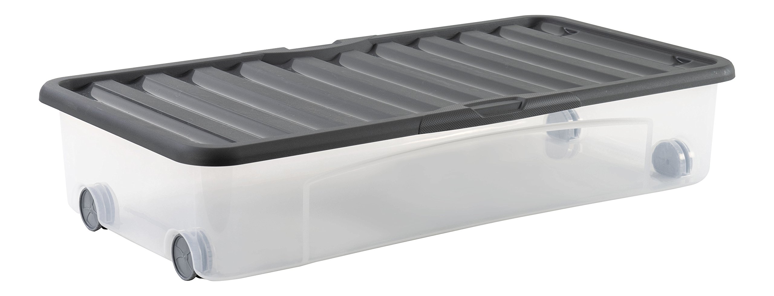SundisVentili Underbed with Wheels-Stakable-Modern Design, Transparent/Grey, 50L.