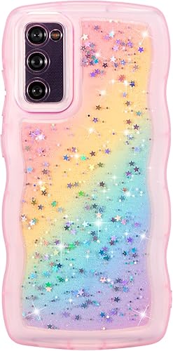 Miniatura 32 de ZTOFERA Funda protectora para Samsung Galaxy A14 4G/5G de 6.6", ondulada, con brillantina de estrella, poliuretano termoplástico transparente, suave