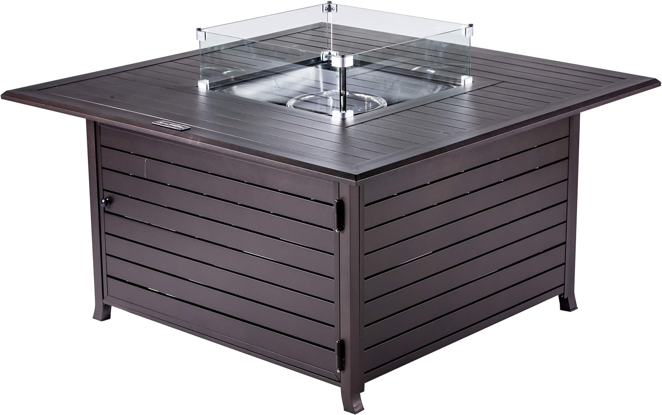 LEGACY HEATING Propane Fire Pit Table 45in Outdoor Gas Fire Pit Table, 50000 BTU Aluminum Square Propane Fire Table w/Glass Wind Guard, and Table Lid, for Patio/Backyard/Party/Garden/Courtyard