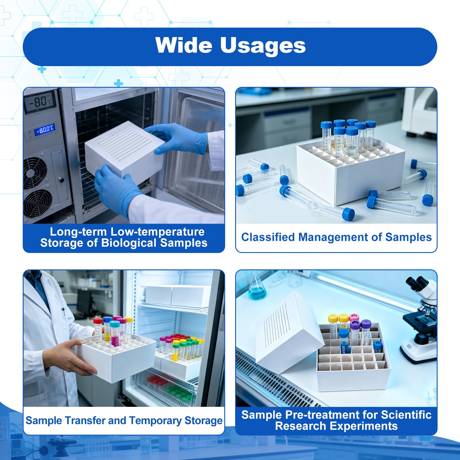 Cajas de cartón de 36 posiciones de 7.6 cm de altura, cajas de almacenamiento para tubos de 15 ml, cajas de almacenamiento de viales blancos, caja de 20 unidades