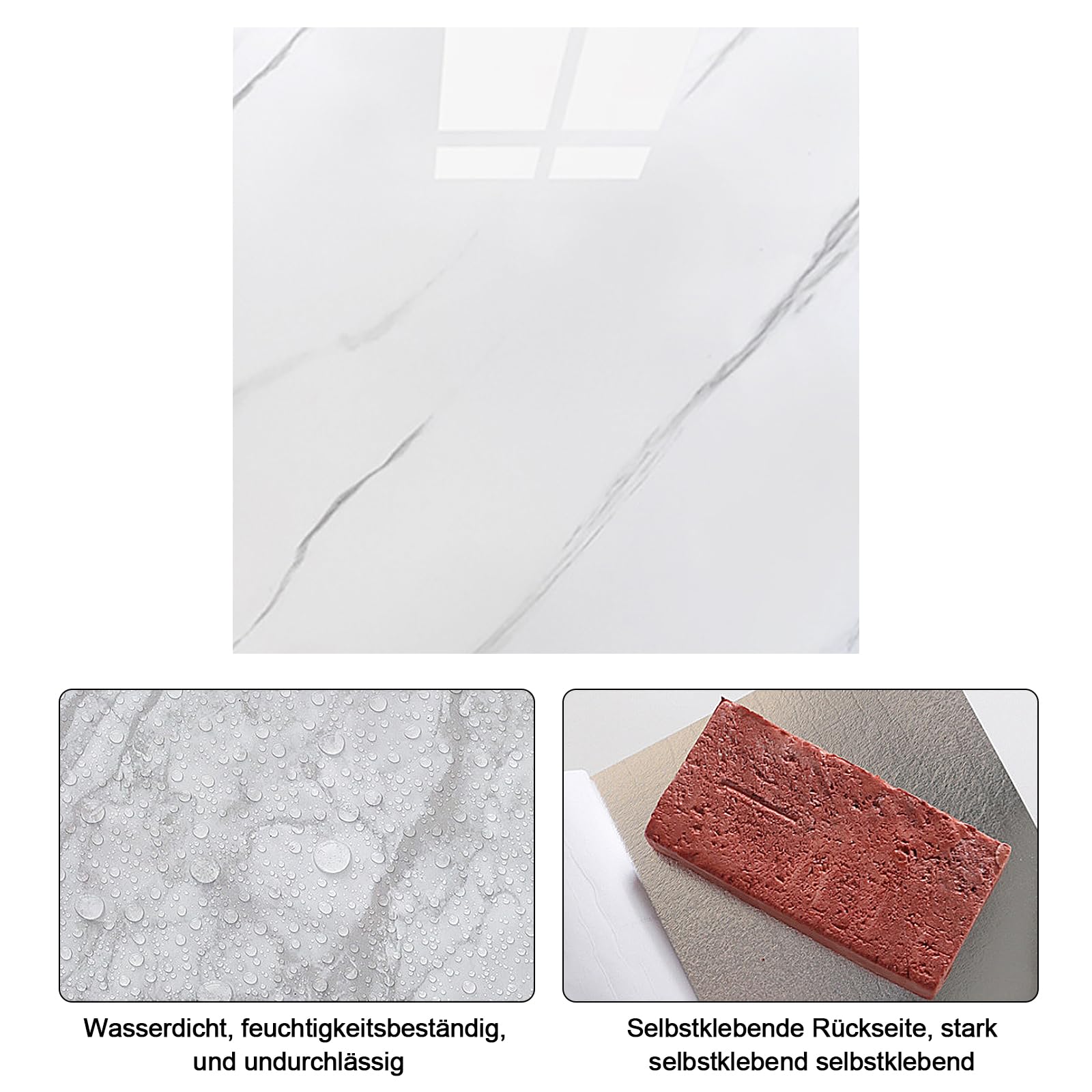 22 adhesivos para azulejos, diseño marmoleado, 30 x 30 cm, resistentes al agua, para cocina, papel pintado, para baño (blanco)