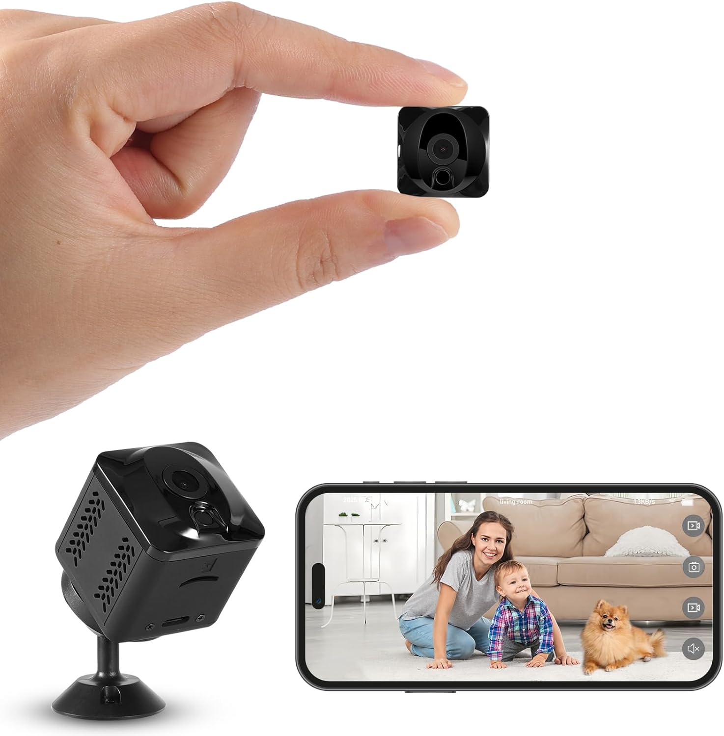 Spy Cam, 4K Hidden Digicam, mini Digicam, Nany Cam, WiFi Small Cameras for House, Pets, Child, Wi-fi, Night time Imaginative and prescient Mode, Safety Cam with APP