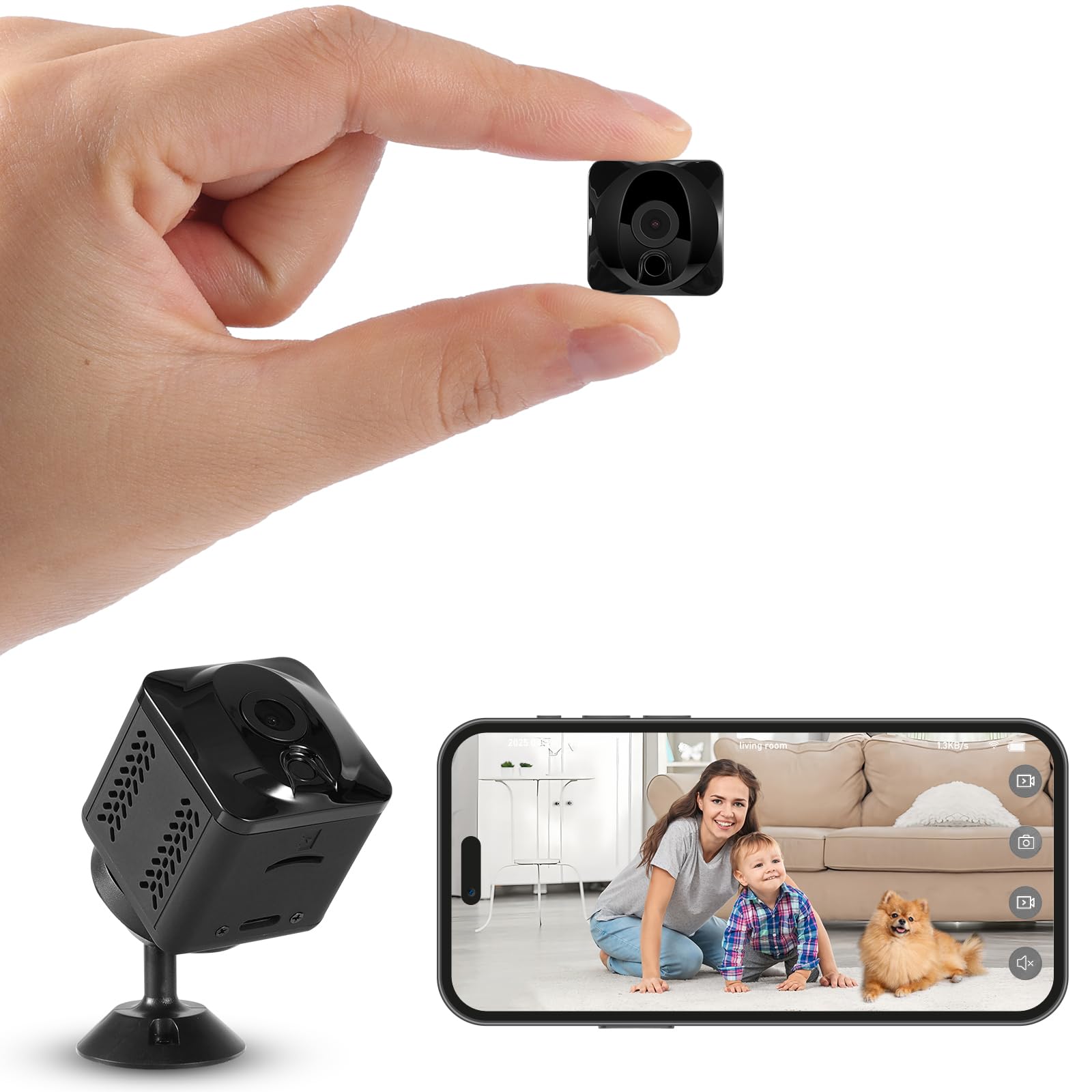 Spy Cam 4K Hidden Camera mini Camera Nany Cam WiFi Small Cameras for Home Pets Baby Wireless Night