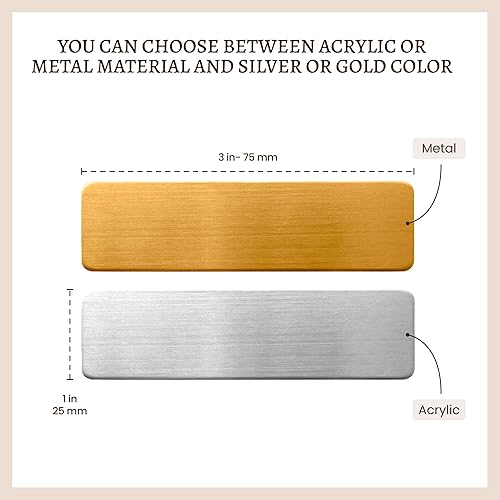 Miniatura 9 de Insignias de identificación con nombre grabadas personalizadas con pin o respaldo magnético, identificación de nombre de metal para ropa, placas